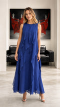 Sleeveless Ruffled Chiffon Maxi Dress