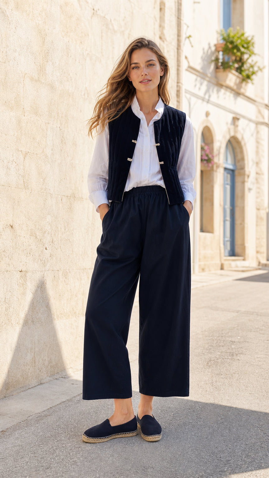 Women's Quilted Vest and Wide-Leg Pants Co-Ord Set