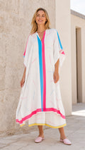 Women's Geometric Print V-Neck Relaxed Fit Kaftan Maxi Dress