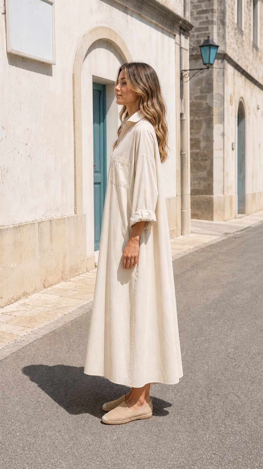 Women's Casual Long Sleeve Button-Down Maxi Shirt Dress