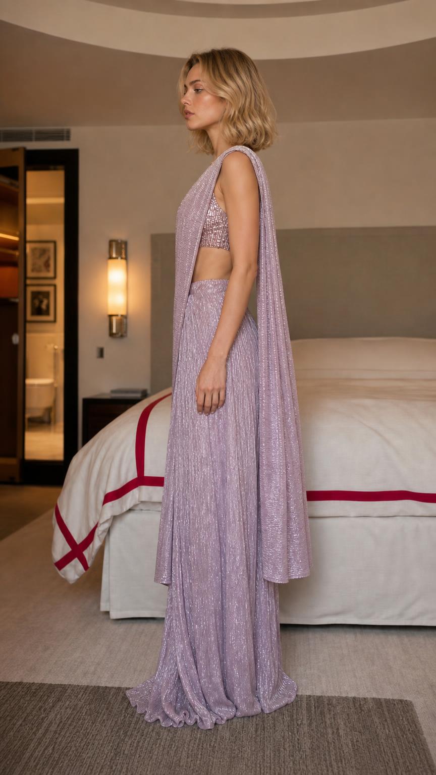 Glitter Shimmer Ready-to-Wear Saree with Matching Blouse