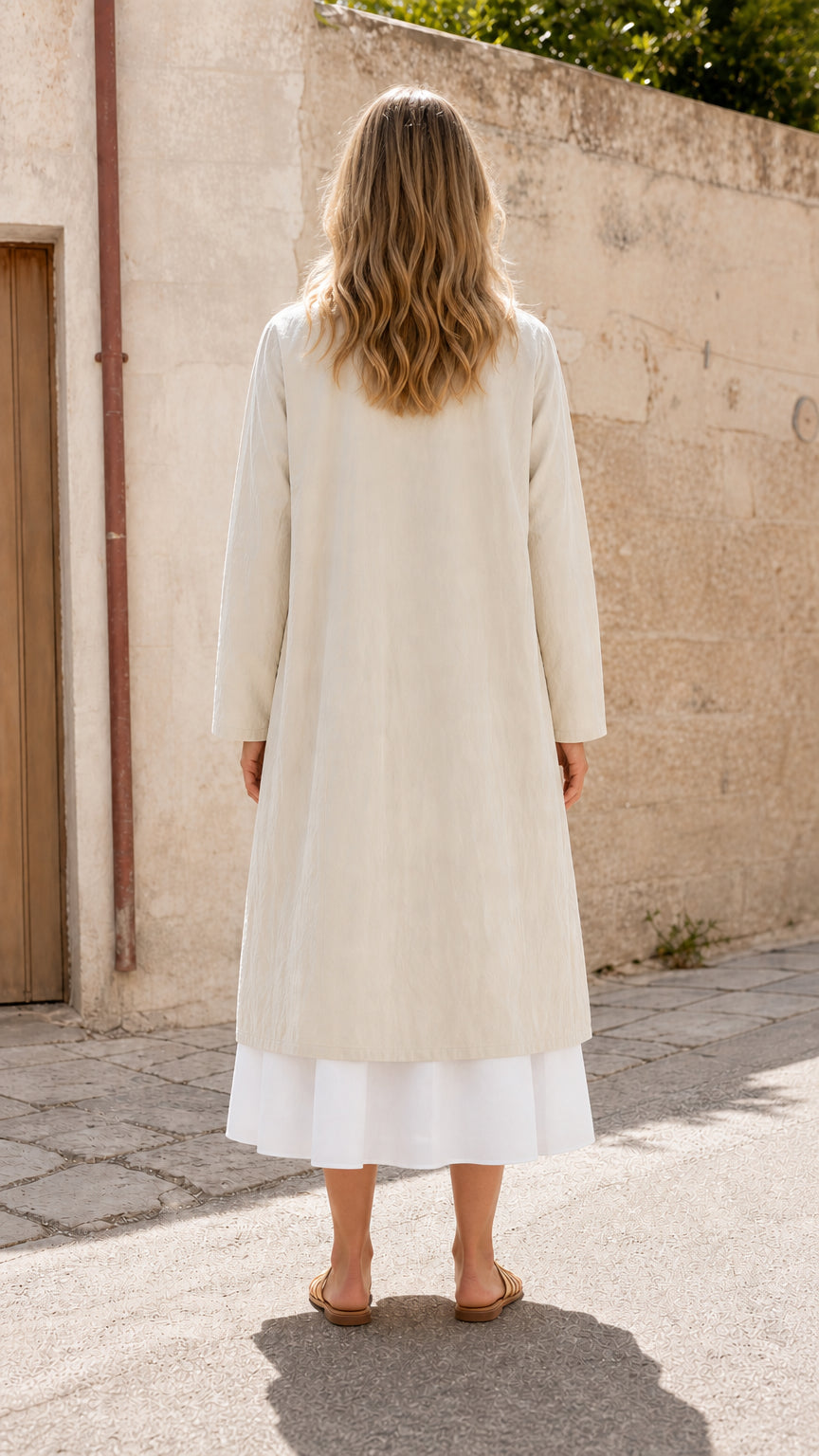 Women's Open Front Longline Linen Blend Duster Coat