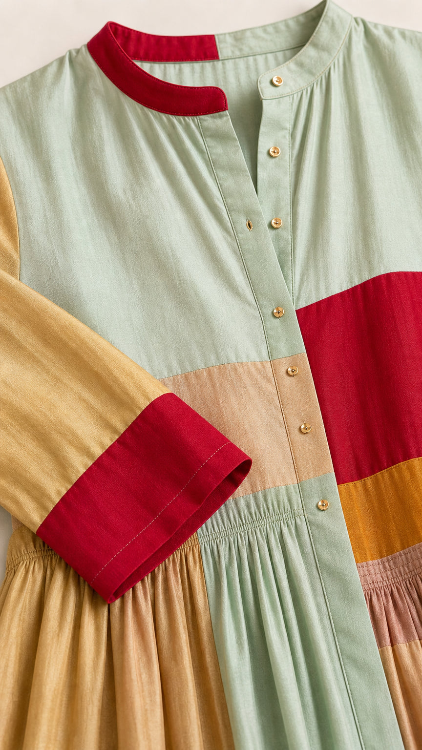Bohemian Colorblock Long Sleeve Maxi Dress