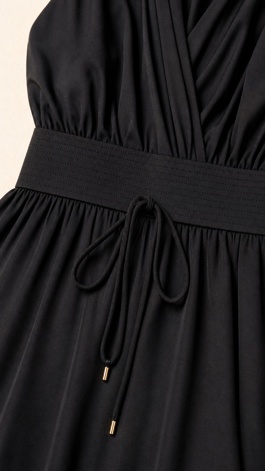 Womens Elegant Halter Neck Backless Maxi Dress with Drawstring Waist