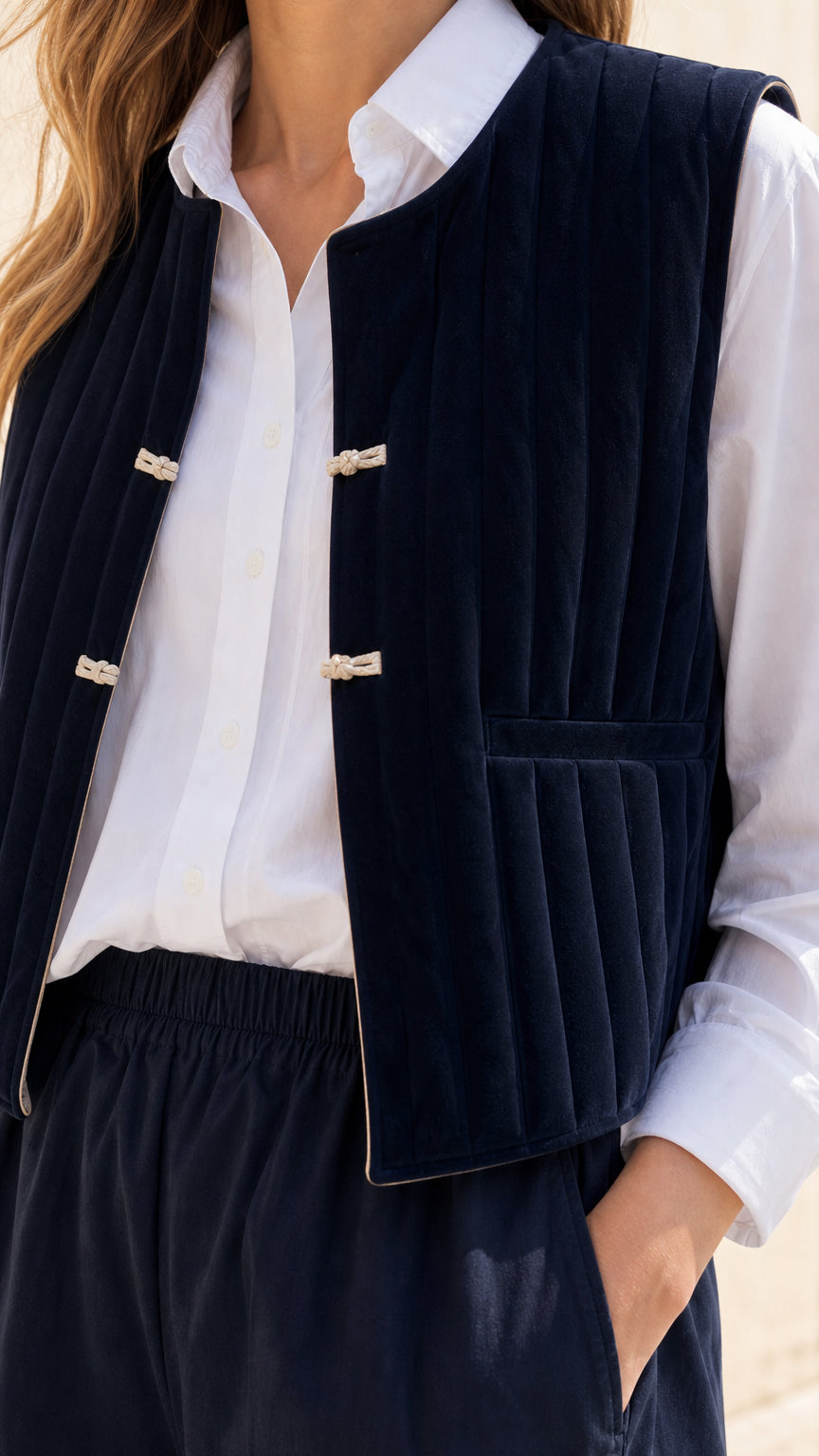 Women's Quilted Vest and Wide-Leg Pants Co-Ord Set