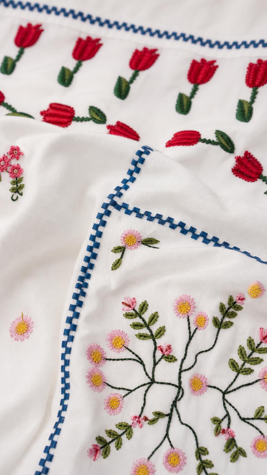 Women's Floral Embroidered Patchwork Spaghetti Strap Maxi Dress