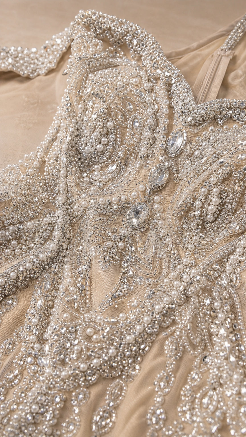Off-The-Shoulder Embellished Mermaid Evening Gown