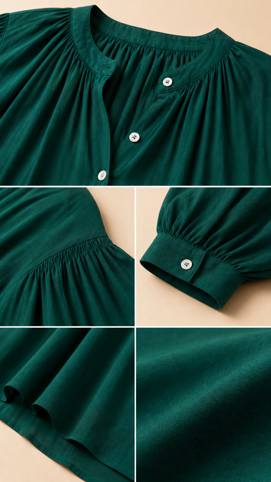 Women's Long-Sleeve Button-Front Relaxed Maxi Dress with Pockets