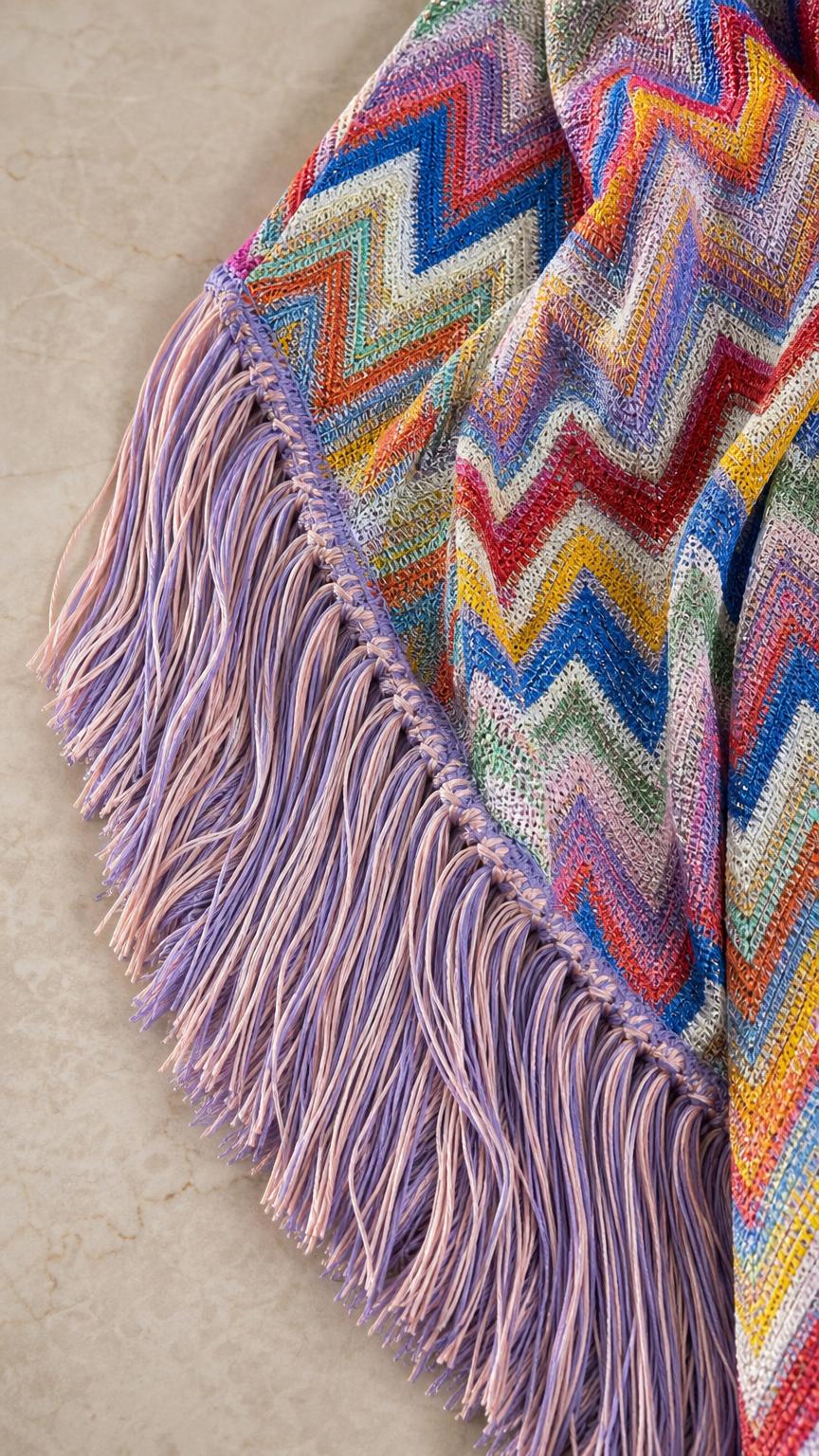 Bohemian Chevron Fringe Maxi Kaftan Dress