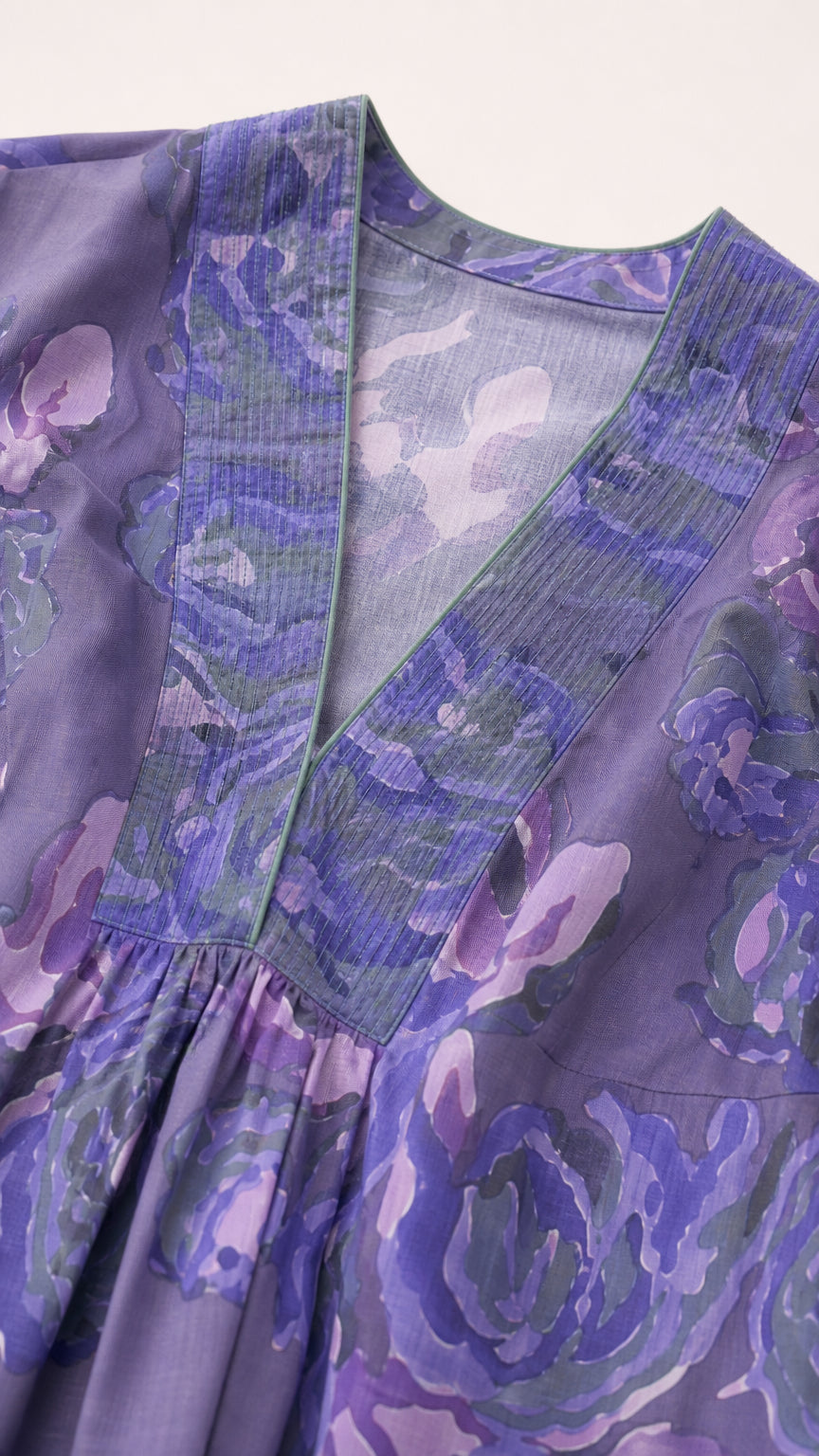 Women's Floral Print V-Neck Long Sleeve Maxi Dress