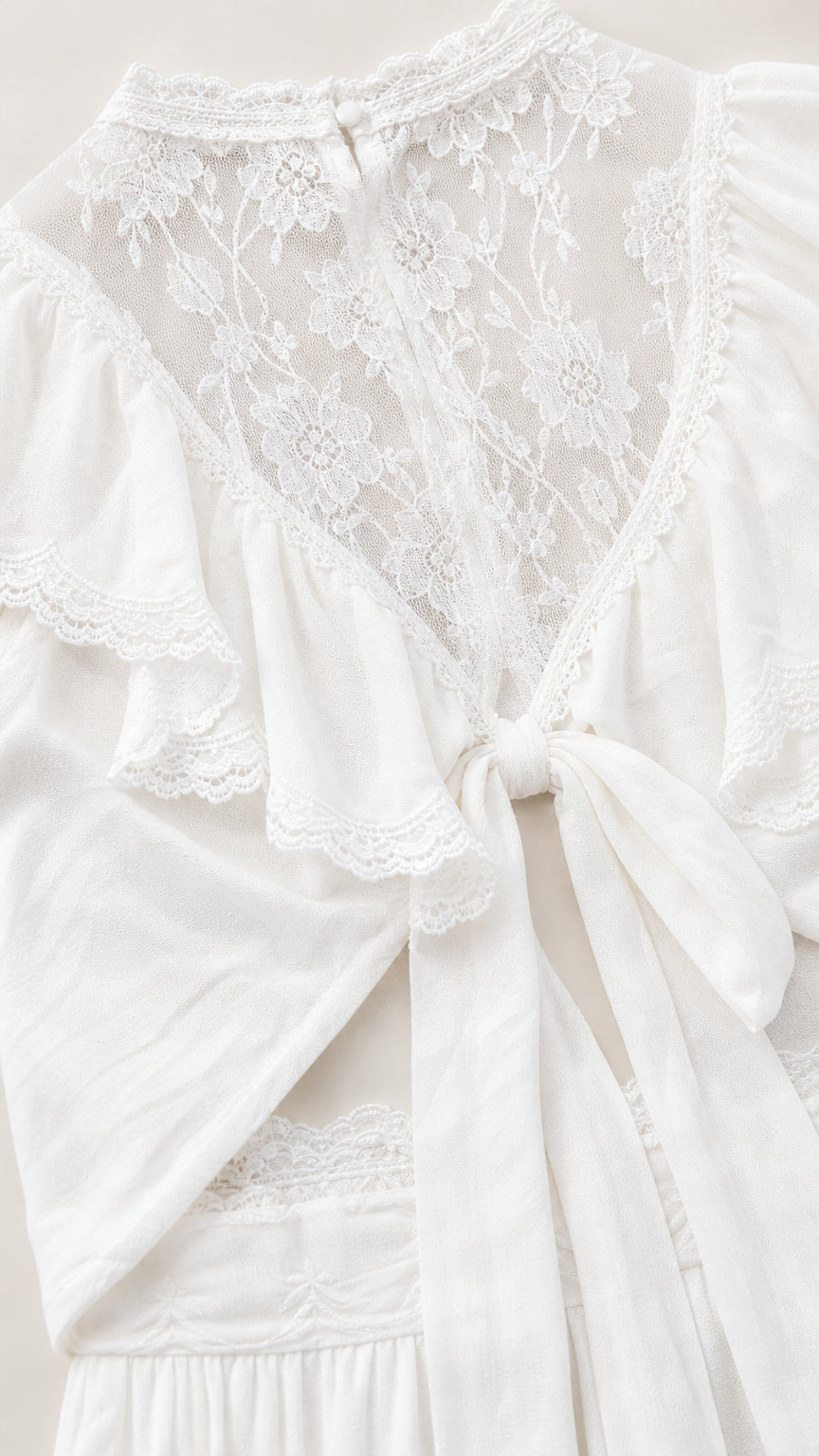 Boho Lace Ruffle Two-Piece Crop Top and Wide Leg Pants Set