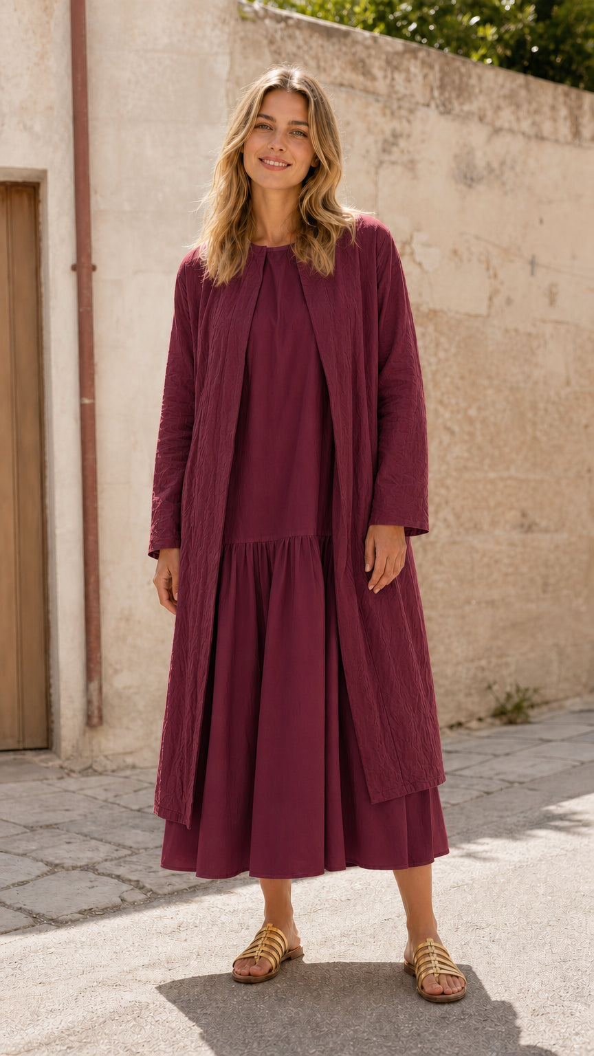 Women's Open Front Longline Linen Blend Duster Coat