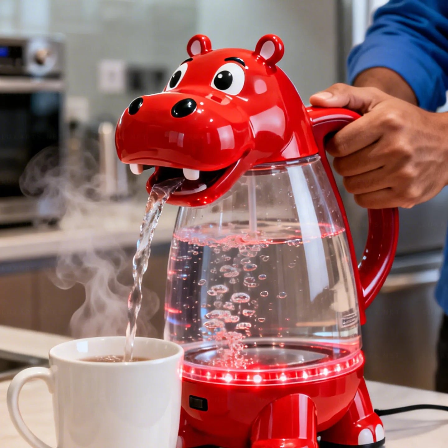 Whimsical Hippo Glass Electric Kettle🫖🦛
