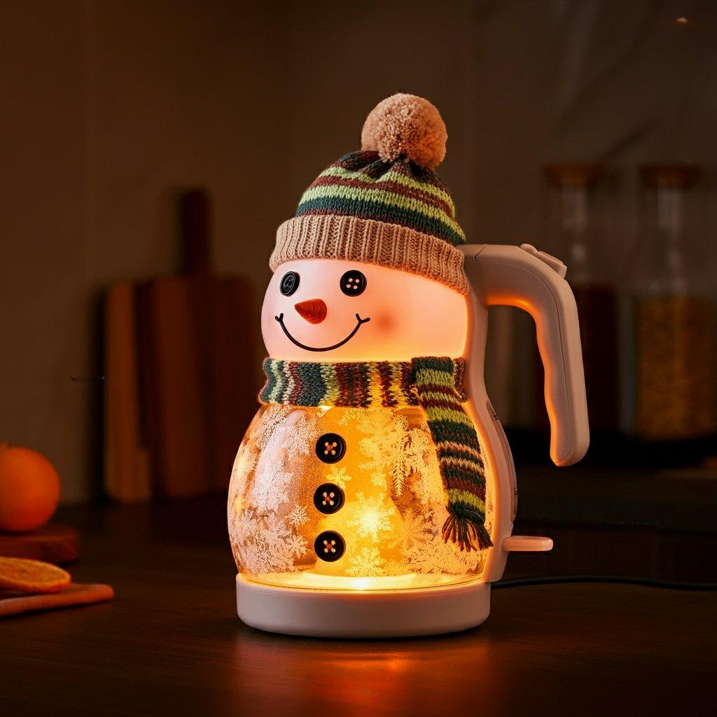 Whimsical Snowman Glass Electric Kettle🫖⛄️