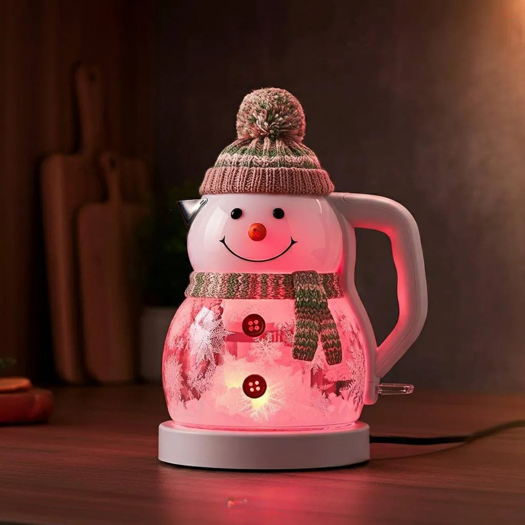 Whimsical Snowman Glass Electric Kettle🫖⛄️