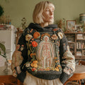 Vintage Halloween Anatomical Heart And Floral Art Hooded Sweater