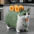 Creative 4-Slice Toaster | Cute Aesthetic Kitchen Appliance for Cozy Breakfast & Unique Home Decor -Green Tabby Cat