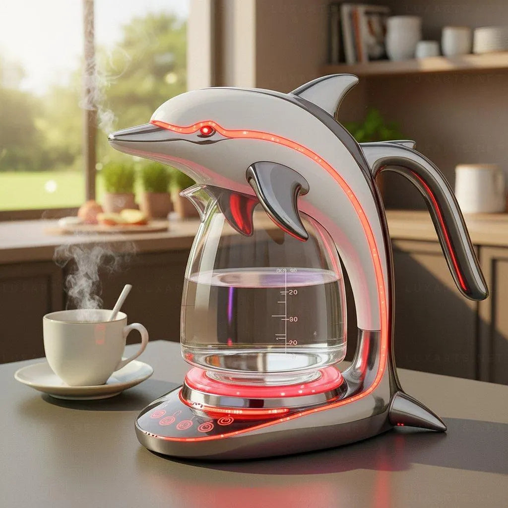 Futuristic Dolphin LED Glass Electric Kettle🫖🐬