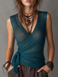 Vintage Wrap-around Tie Detail Knitted Tank