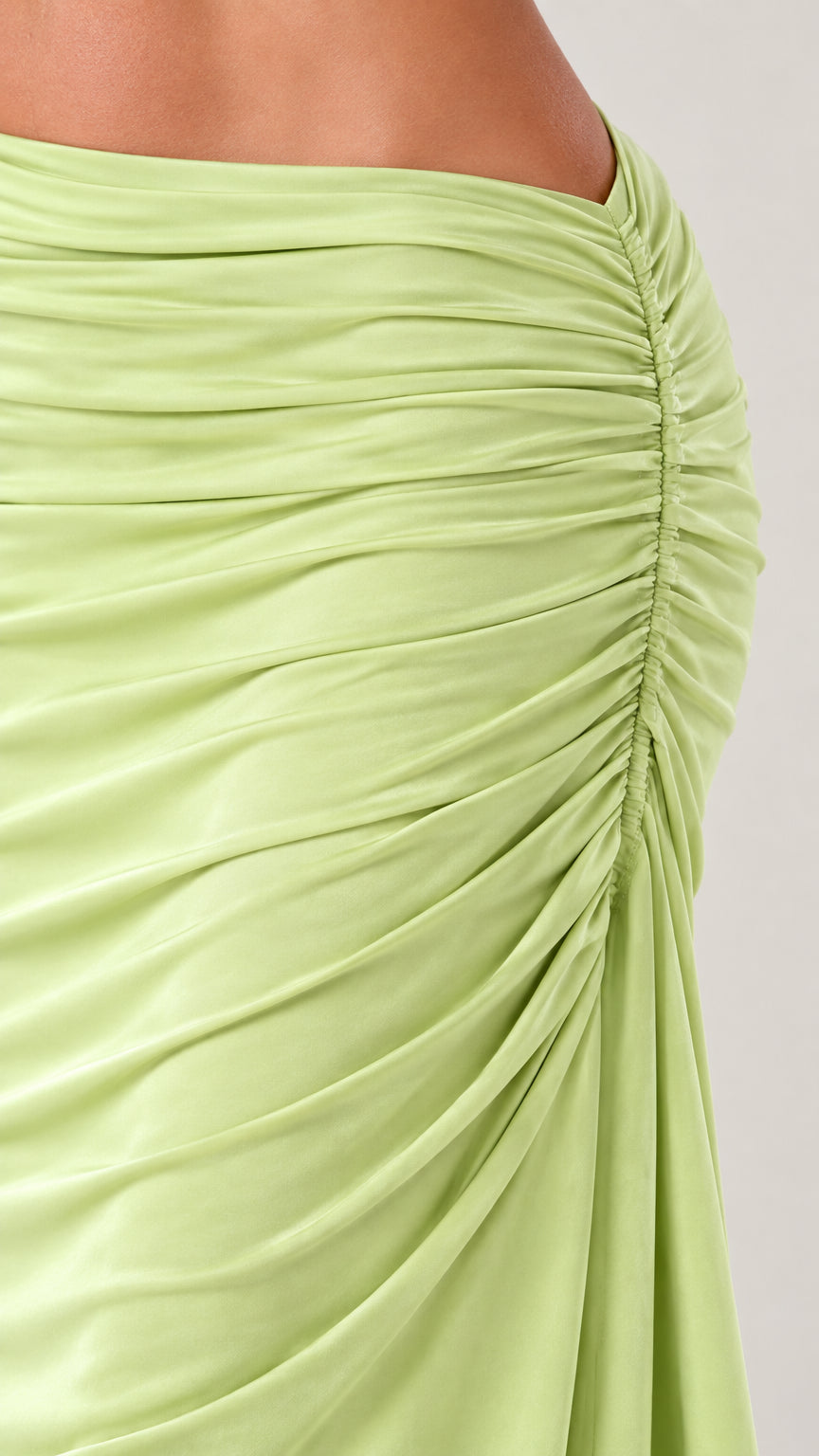 Feather Crop Top and Ruched Maxi Skirt Two-Piece Evening Set