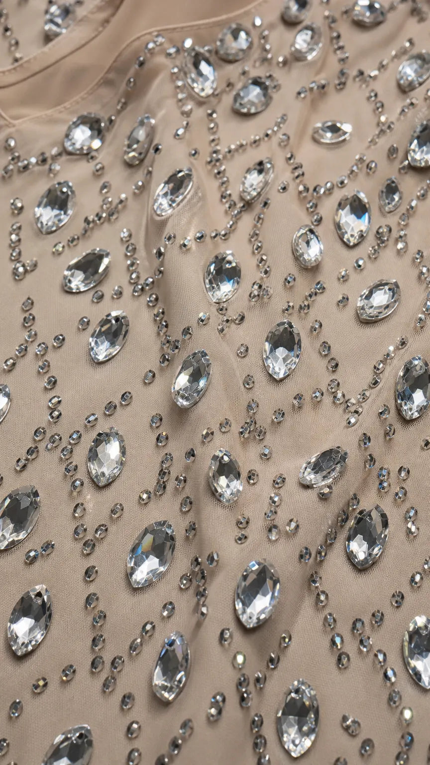Sleeveless Deep V-Neck Rhinestone Embellished Evening Maxi Gown
