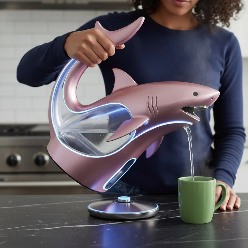 Futuristic Dolphin LED Glass Electric Kettle🫖🐬