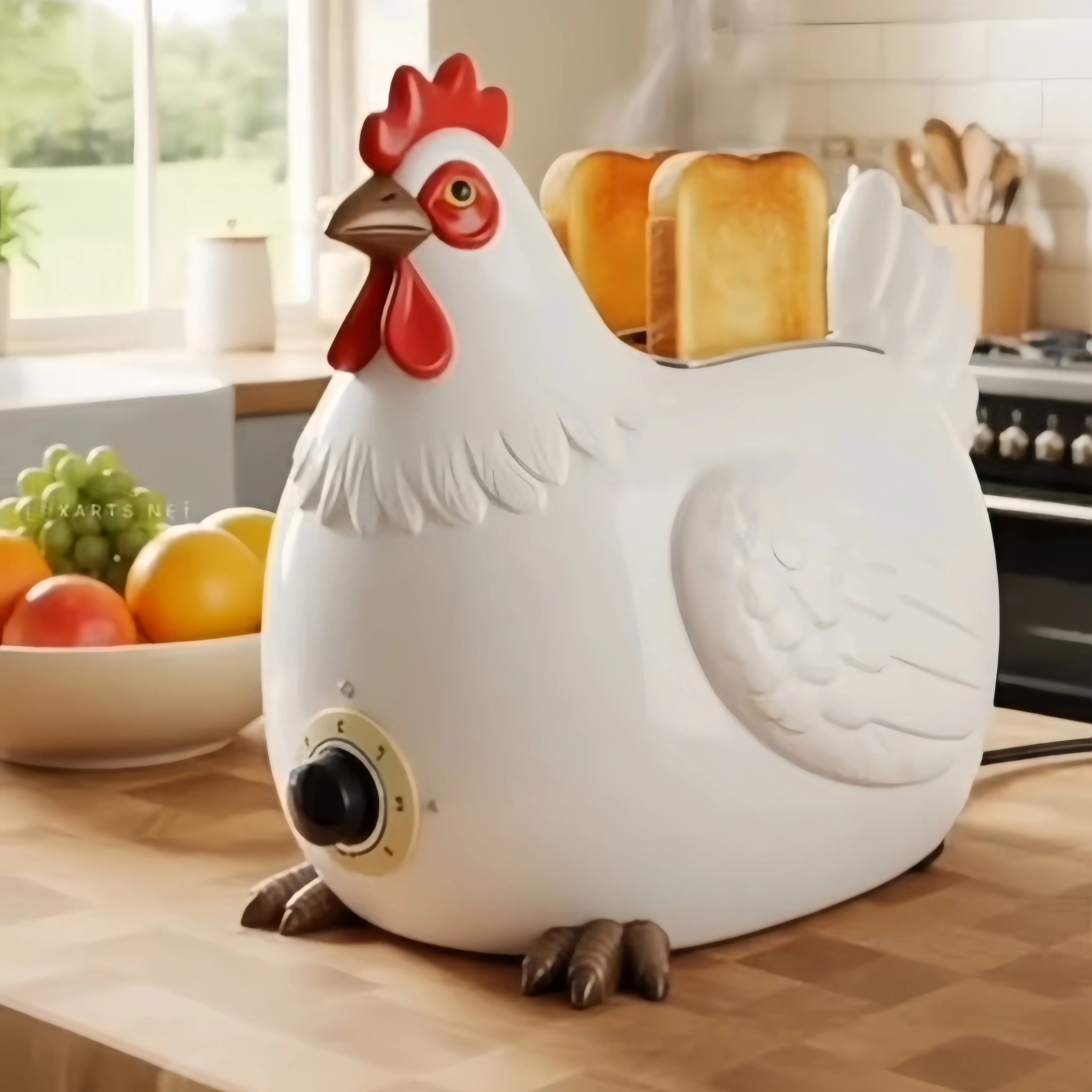 Creative 4-Slice Toaster | Cute Aesthetic Kitchen Appliance for Cozy Breakfast & Unique Home Decor -Classic Hen Toaster
