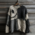 Vintage Halloween Spooky Face Sewn Knitted Crew Neck Cozy Sweater