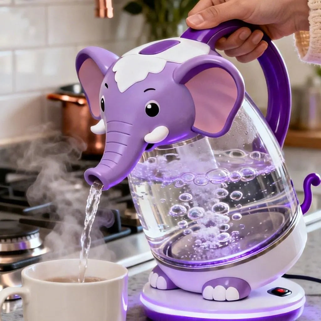 Whimsical Purple Elephant Glass Electric Kettle🫖🐘