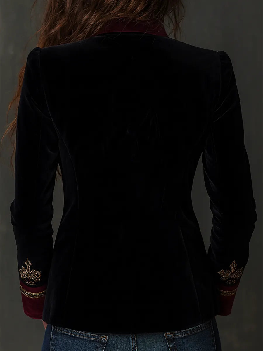 Vintage Baroque Embroidered Velvet Blazer
