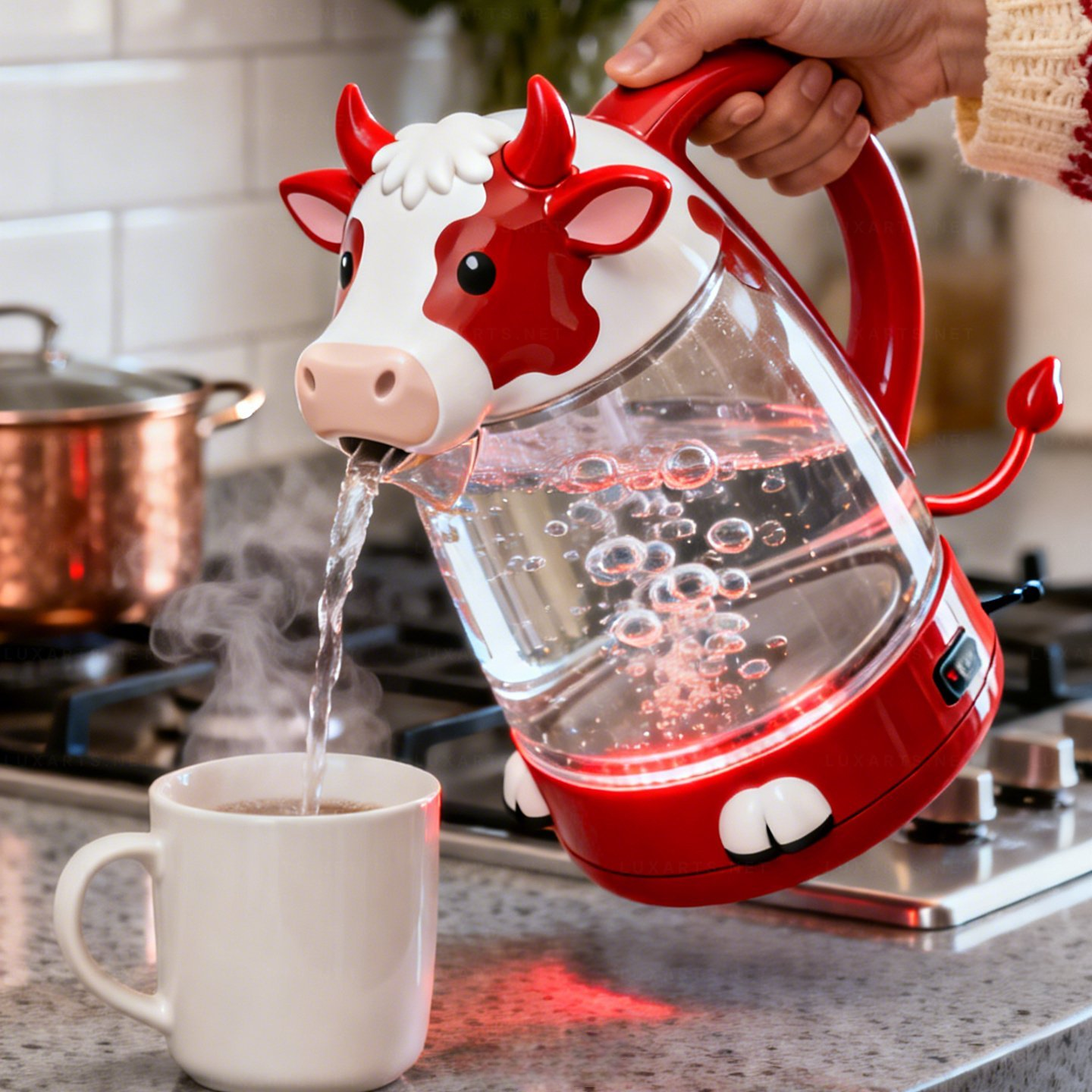 Whimsical Cow Glass Electric Kettle🫖🐮