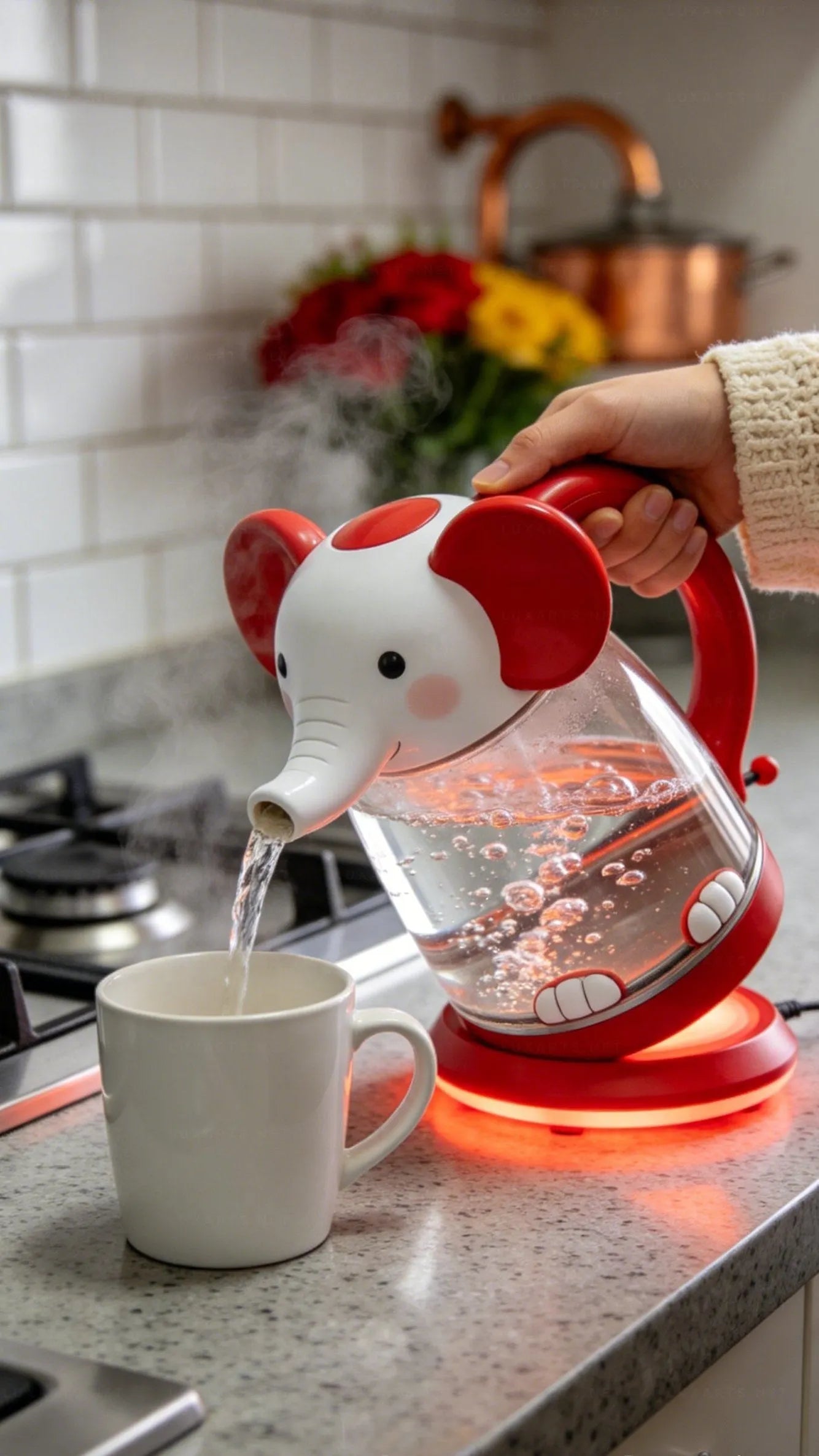 Whimsical Purple Elephant Glass Electric Kettle🫖🐘