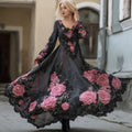 Women's Casual Retro Bohemian Embroidered Floral Print Dress