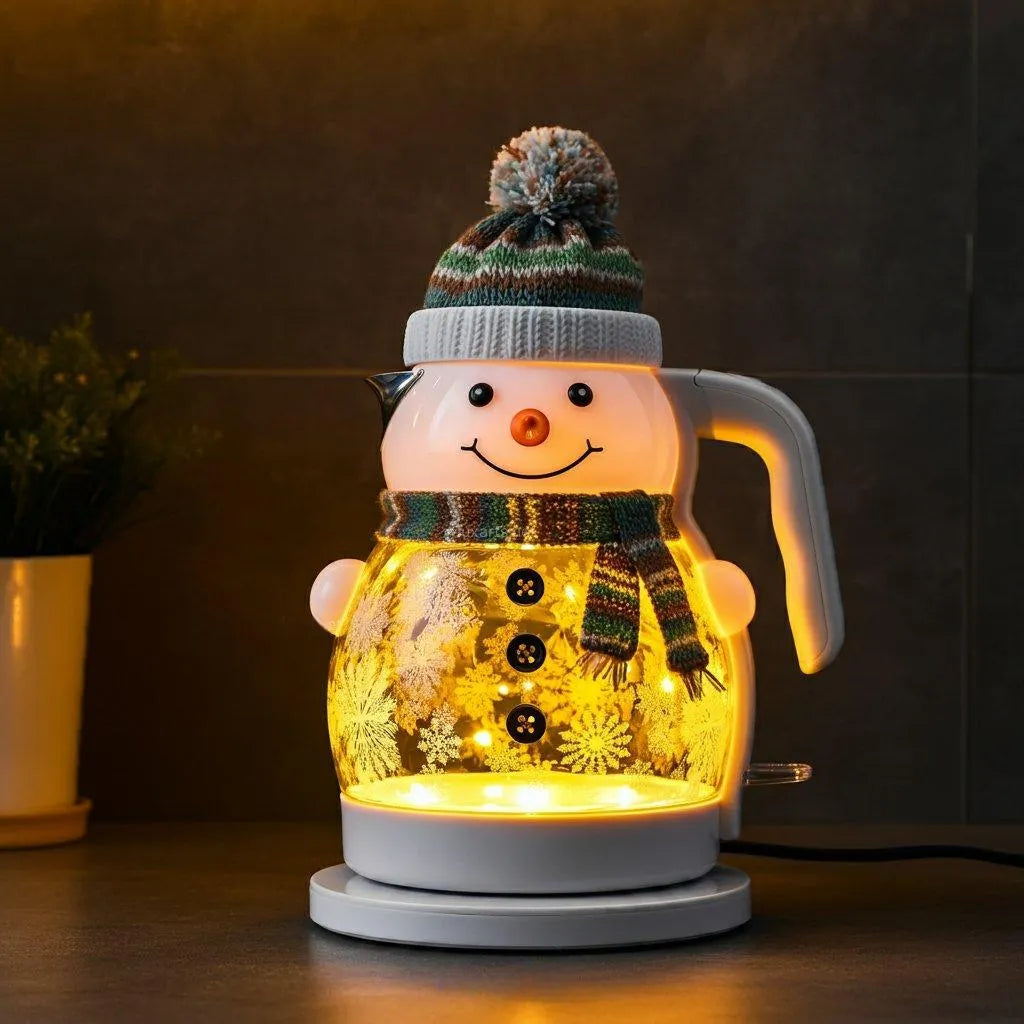 Whimsical Snowman Glass Electric Kettle🫖⛄️