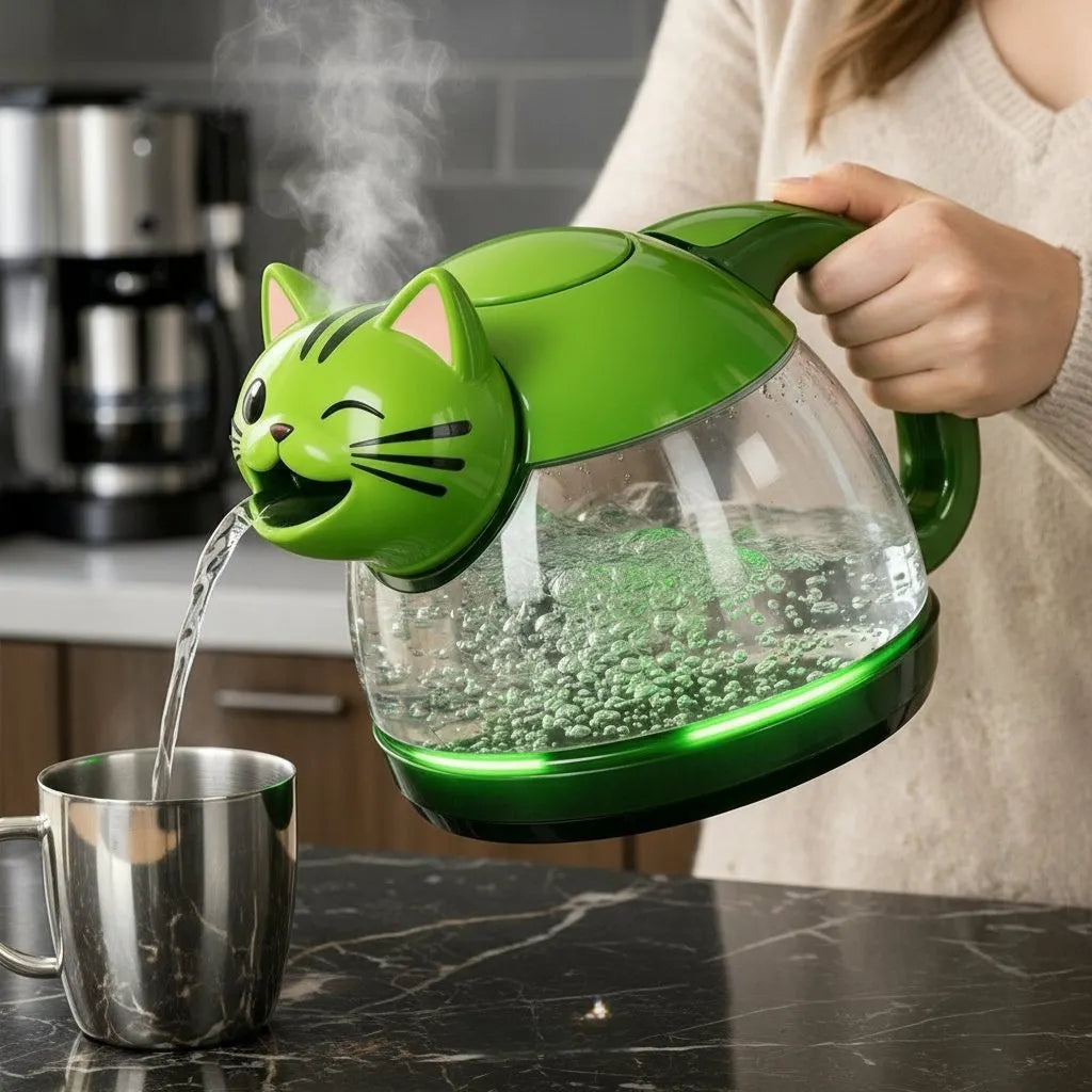 Whimsical Cat Glass Electric Kettle🫖🐱