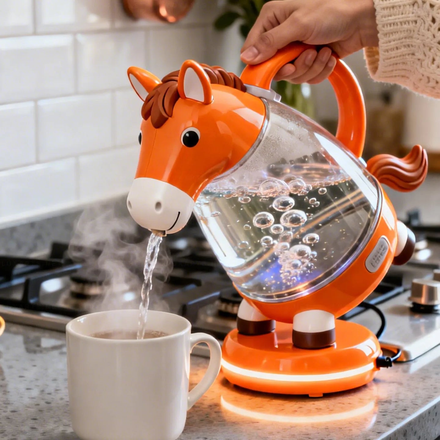 Whimsical Horse Glass Electric Kettle🫖🐴