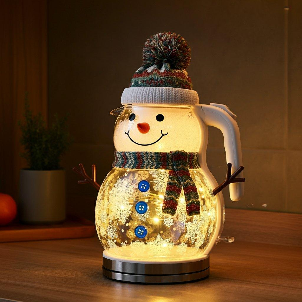 Whimsical Snowman Glass Electric Kettle🫖⛄️