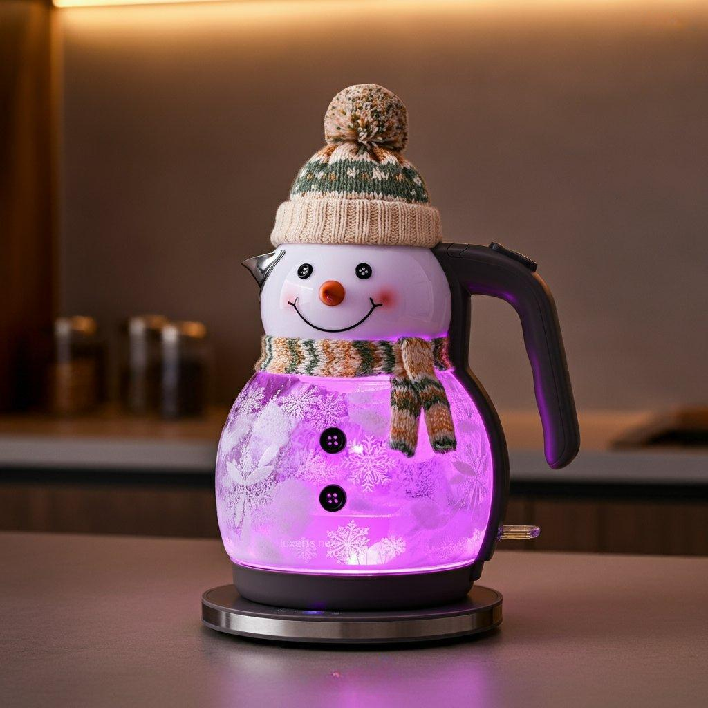 Whimsical Snowman Glass Electric Kettle🫖⛄️
