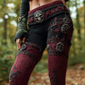Women's Retro Skull Rose Embroidery Gradient Casual Leggings