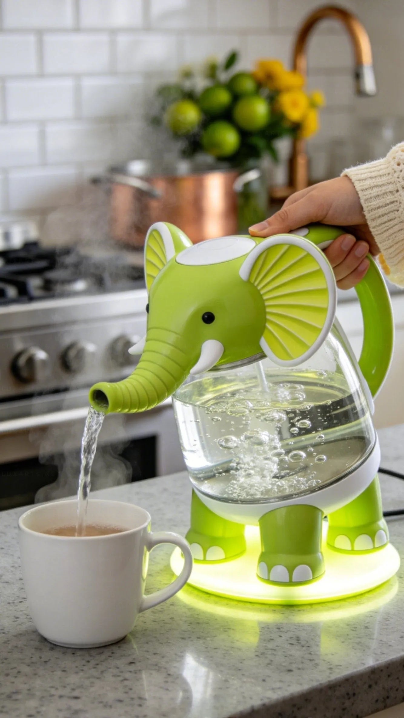 Whimsical Purple Elephant Glass Electric Kettle🫖🐘
