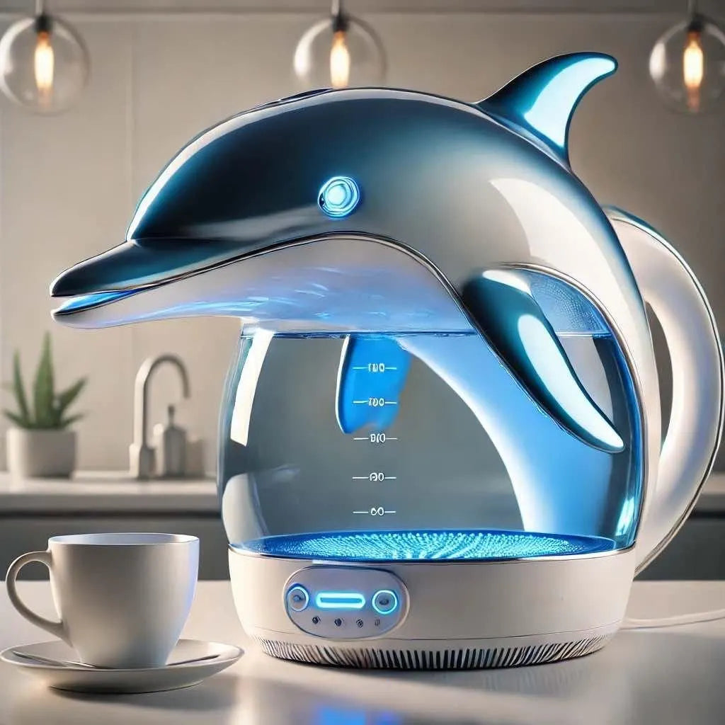 Futuristic Dolphin LED Glass Electric Kettle🫖🐬