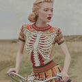 Vintage Halloween Anatomy Art Short Sleeve Chunky Knitted Sweater