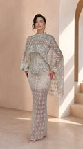 Embellished Cape Sleeve High Neck Formal Evening Maxi Dress