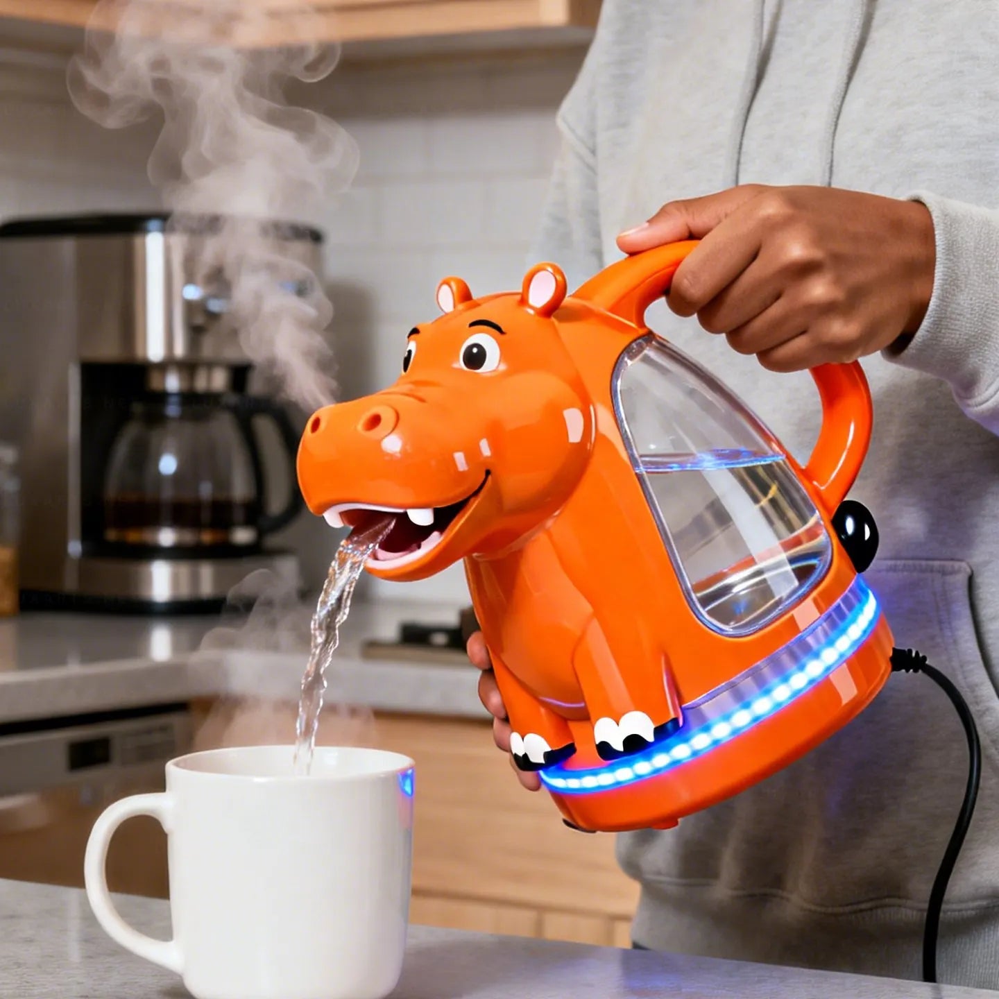 Whimsical Hippo Glass Electric Kettle🫖🦛