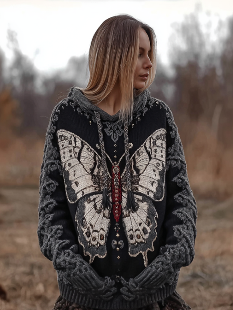 Women's Butterfly Embroidery Pattern Knitted Sweater