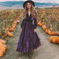 Women's  Vintage Halloween Purple Art Comfy Velvet Maxi Dress