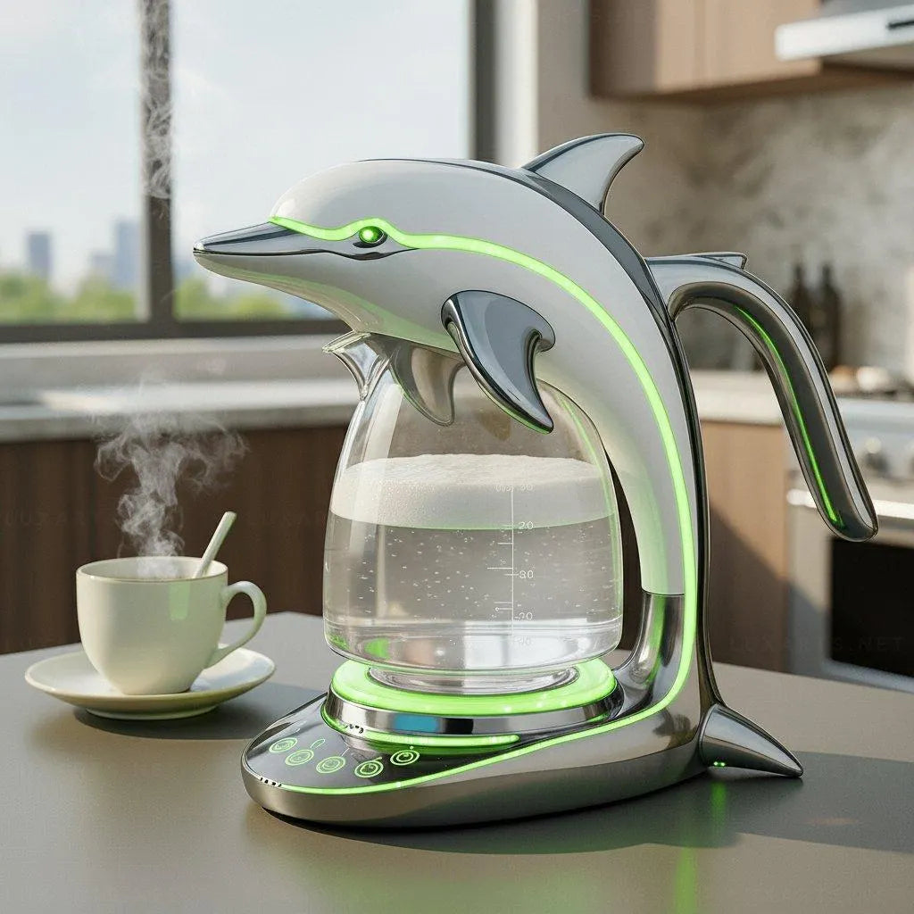 Futuristic Dolphin LED Glass Electric Kettle🫖🐬