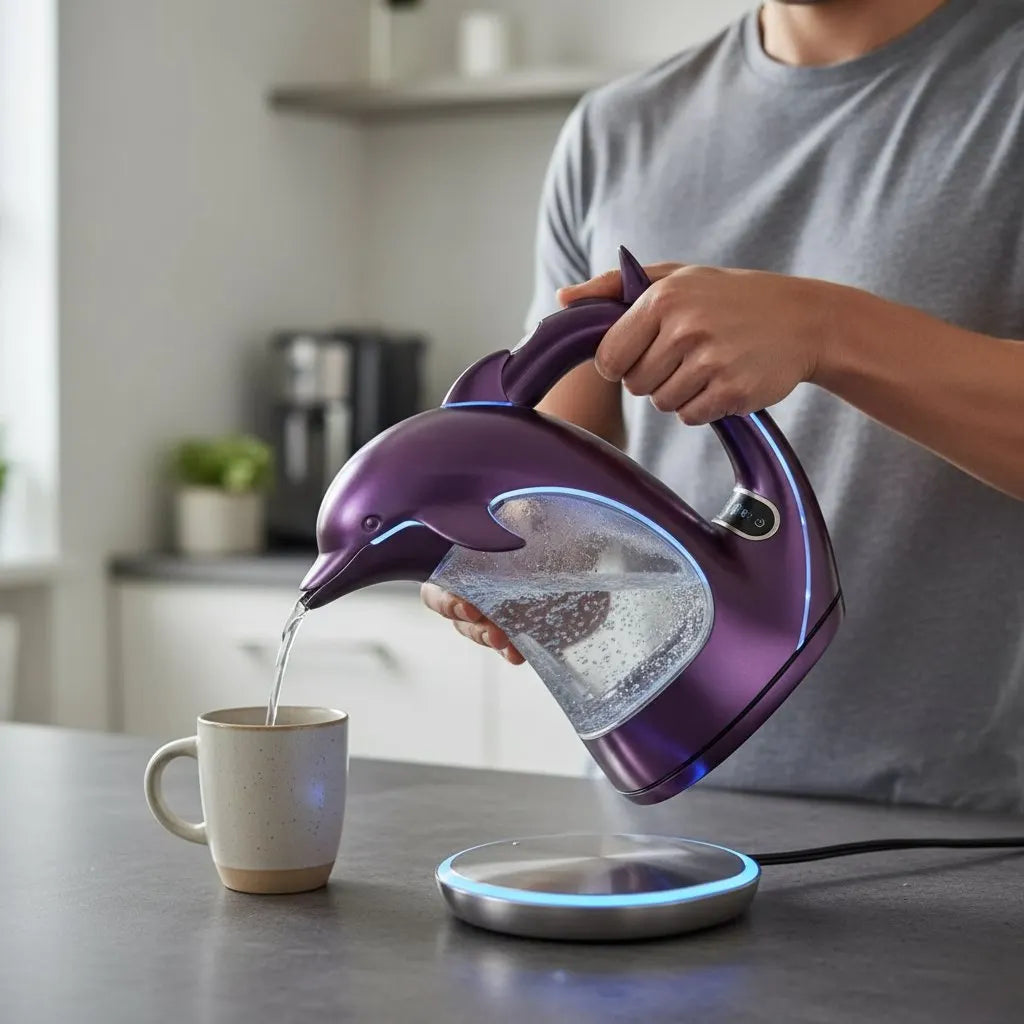 Futuristic Dolphin LED Glass Electric Kettle🫖🐬