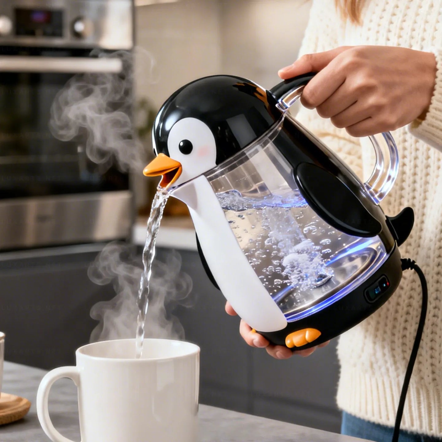 Whimsical Penguin Glass Electric Kettle🫖🐧