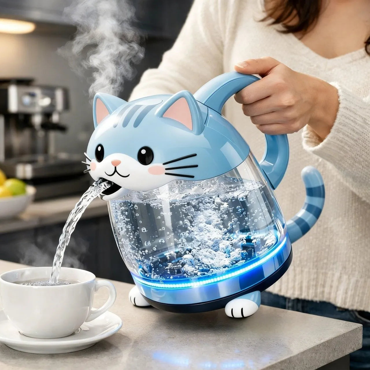 Whimsical Cat Glass Electric Kettle🫖🐱